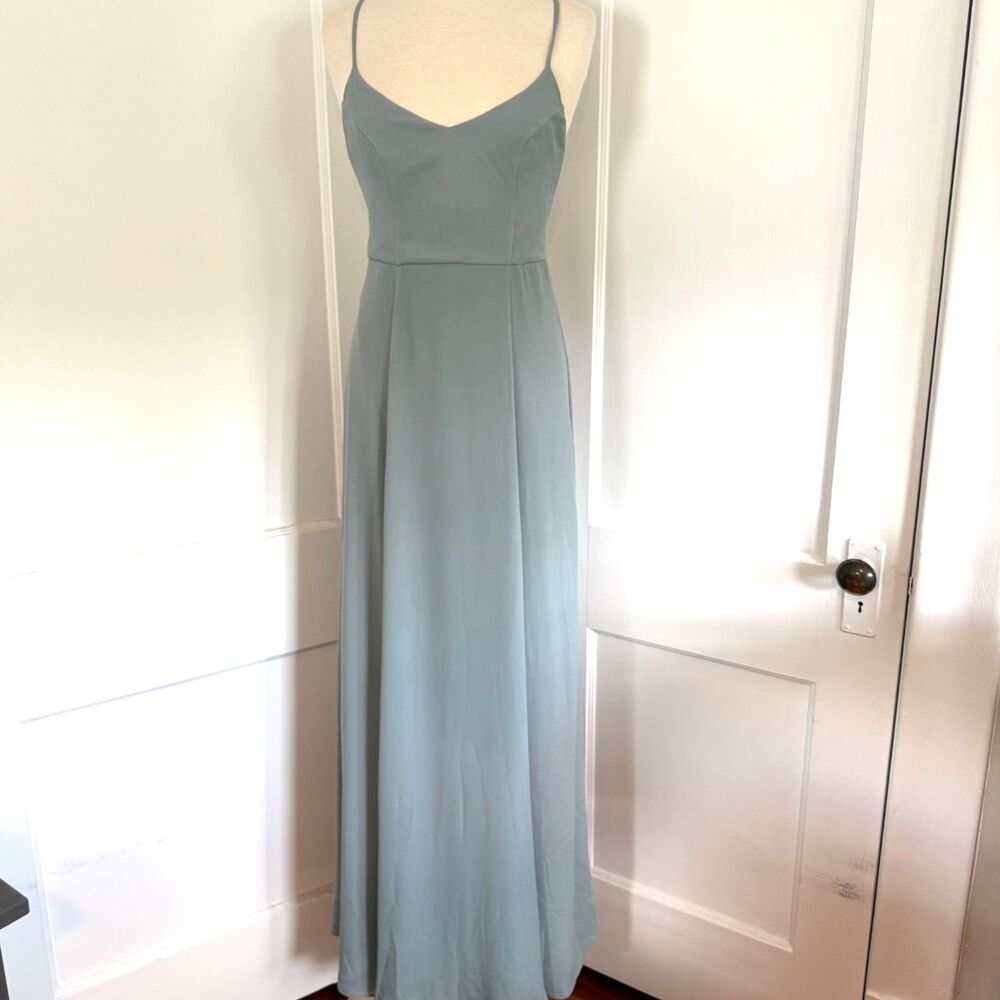 Show Me Your Mumu Godshaw Goddess Gown Maxi Dress Sz M Silver Sage